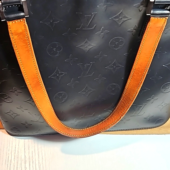 Authentic Louis Vuitton black noir matte monogram Stockton shoulder / tote bag - Picture 11 of 16